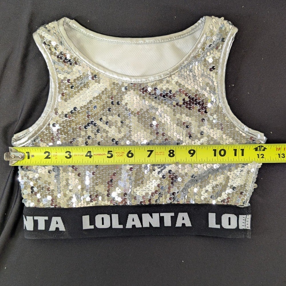 Lolanta Size 130cm Girls Silver Sequin Crop Top 1pc Hip Hop Dance Costume - Picture 7 of 8